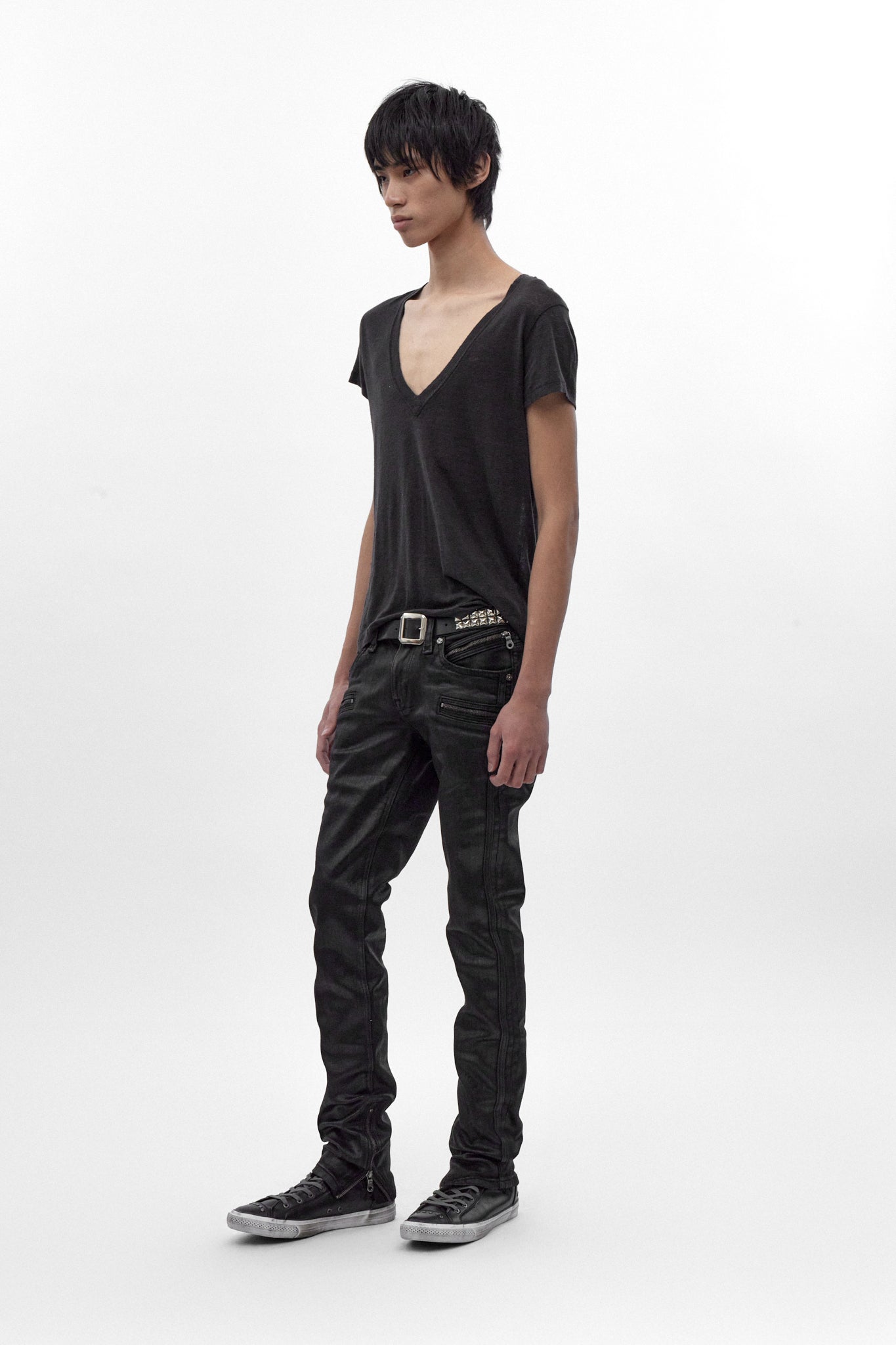 Camille Low-Rise Skinny in Black Coating