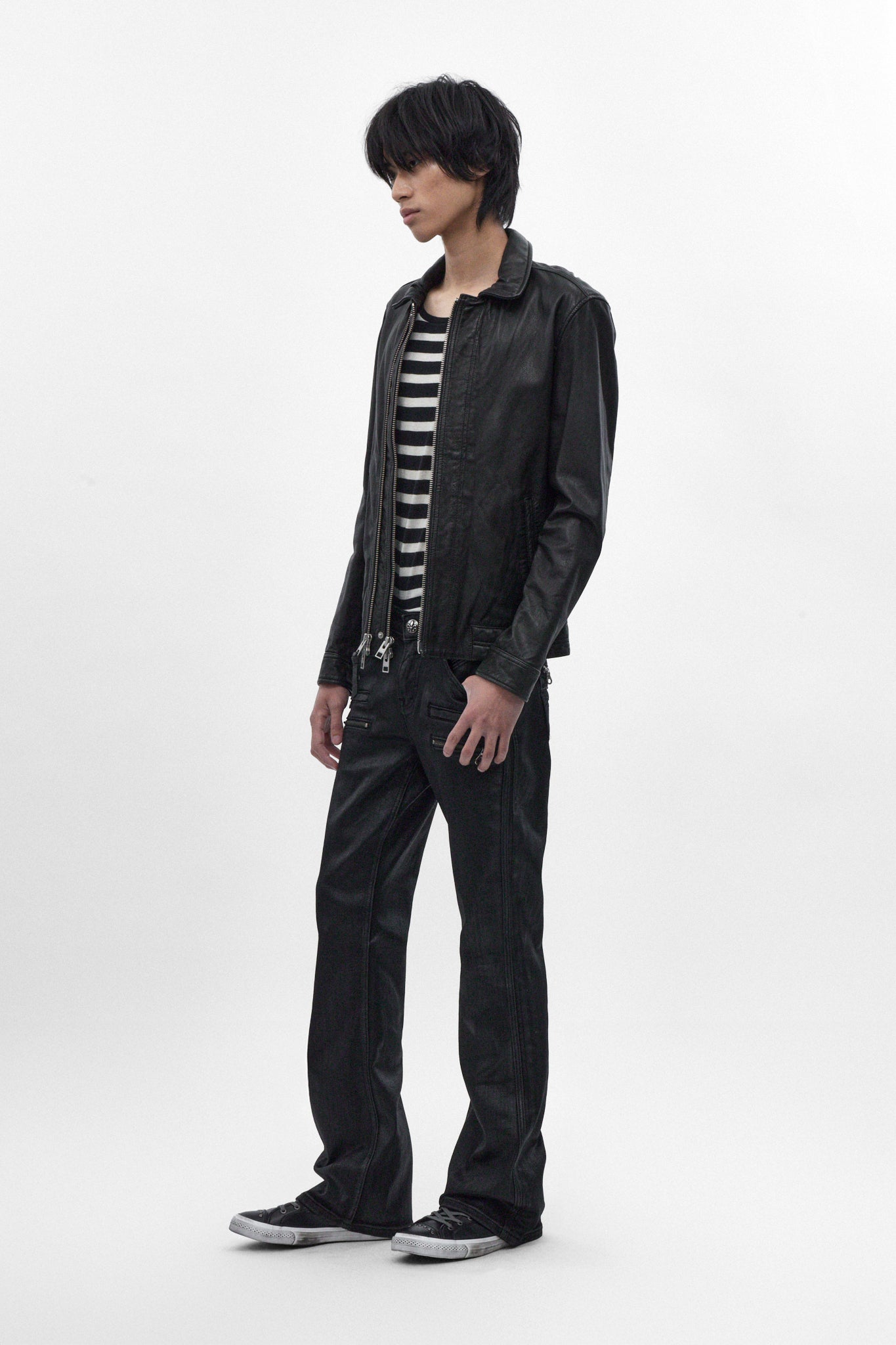 Jon Slim Flare Jeans in Black Coating