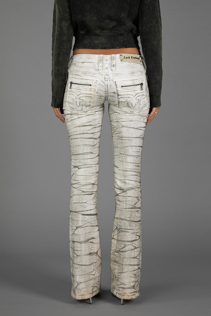 Kamil Super Low-Rise Moto Bootcut Jeans in Riot Frost