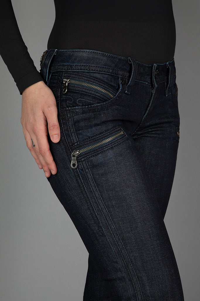 Kamil Super Low-Rise Moto Bootcut Jeans