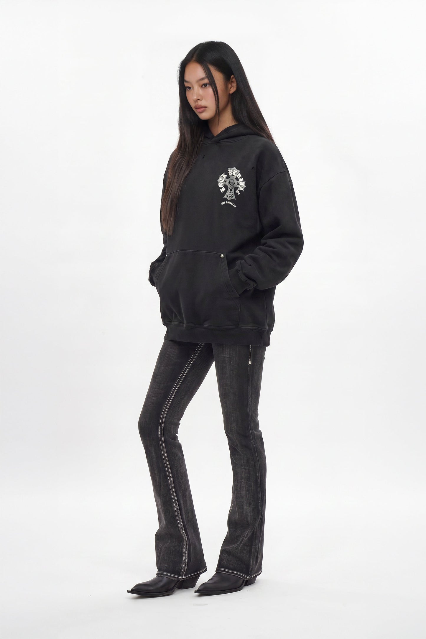 Silent Cross Hoodie in Black (W)