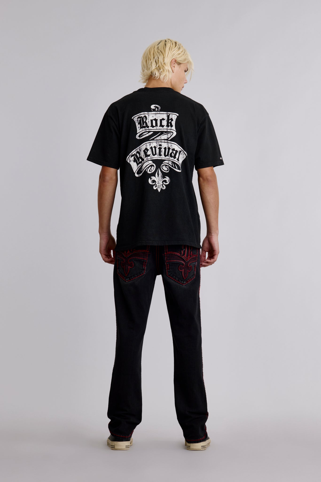 Rock Revival Crest Tee in Black/White