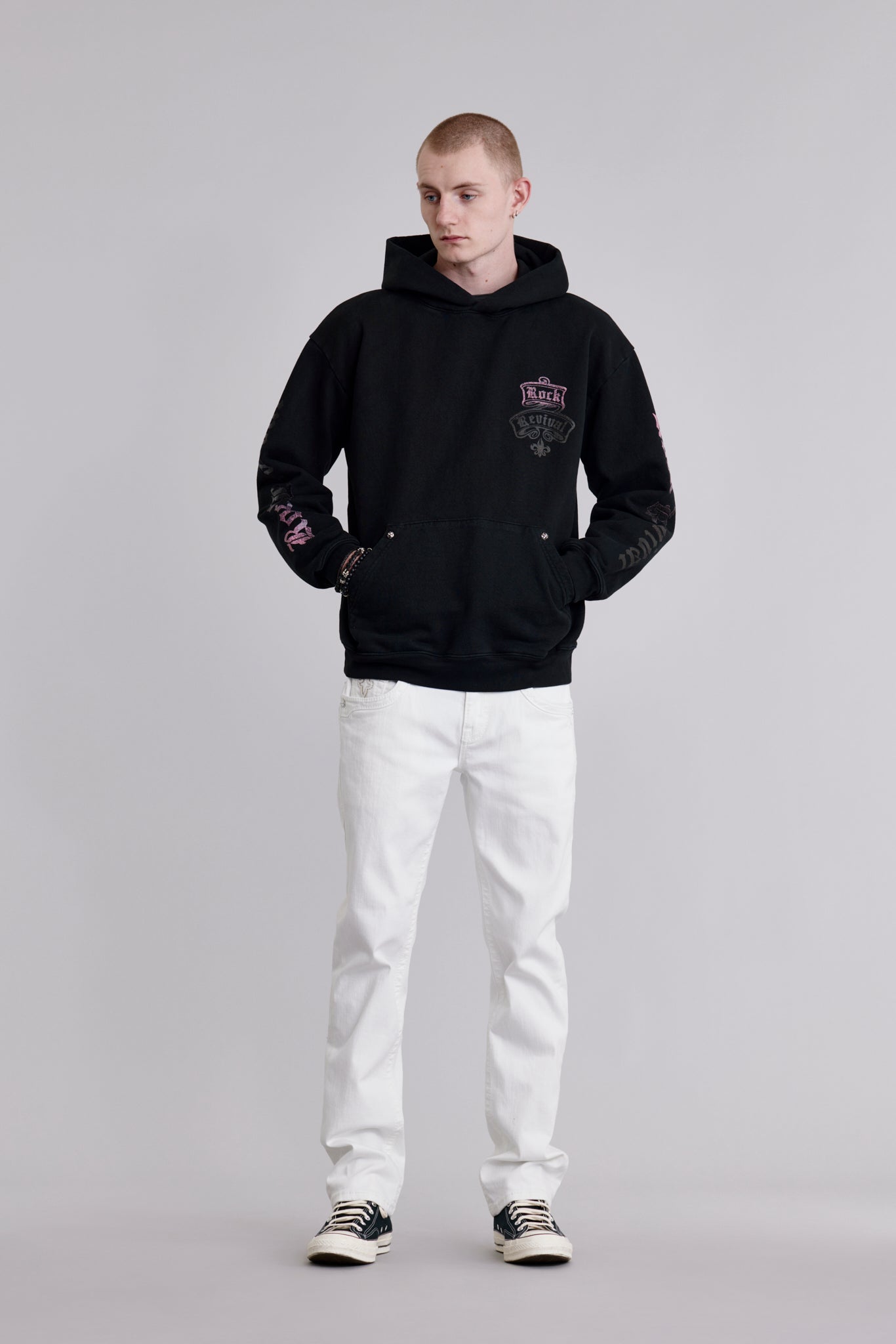 Quiet Riot Crest Hoodie in Black-Pink