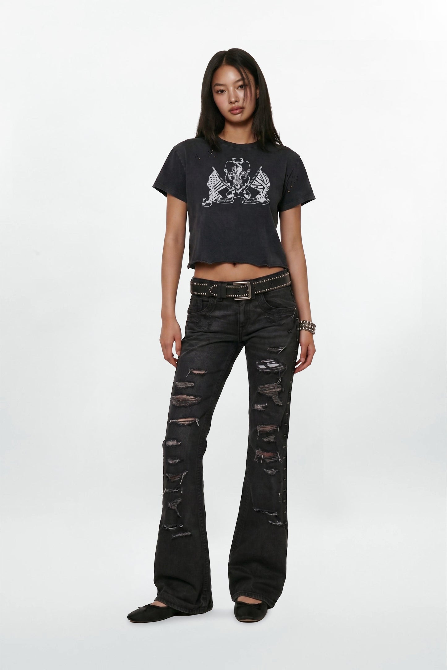 Rock Revival by Jaded London Distressed National Cropped T-Shirt