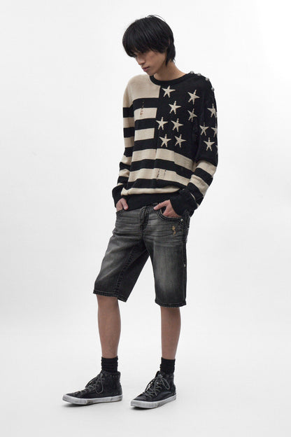 Adan Denim Shorts in Vintage Black
