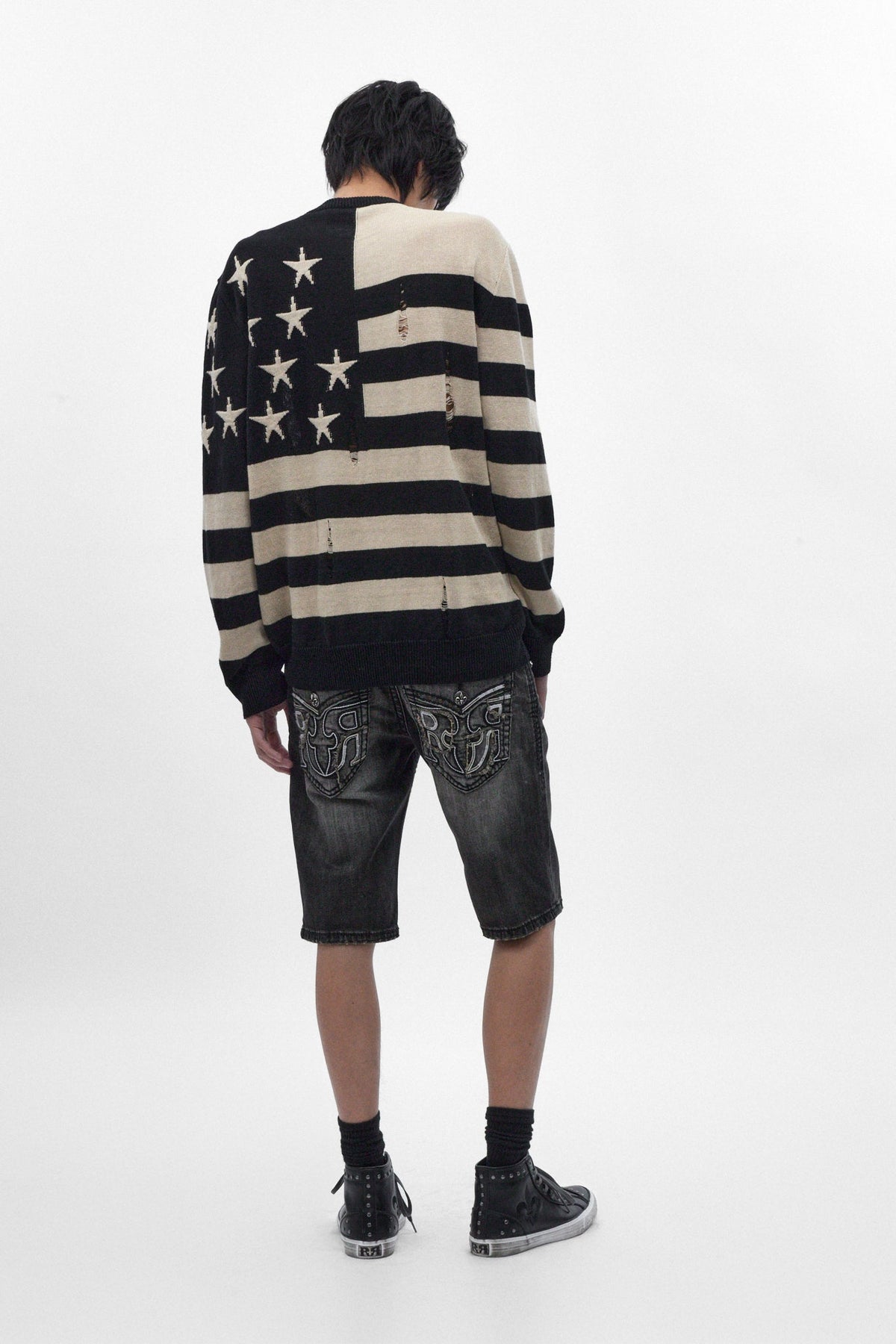 Adan Denim Shorts in Vintage Black