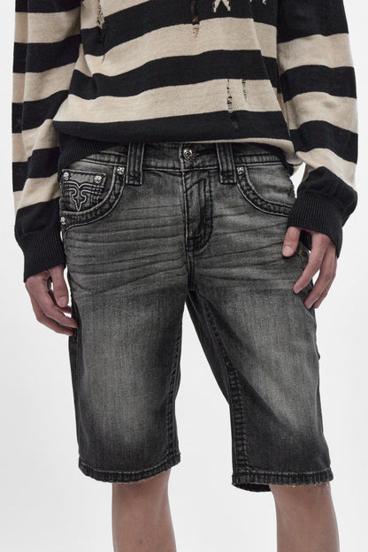 Adan Denim Shorts in Vintage Black