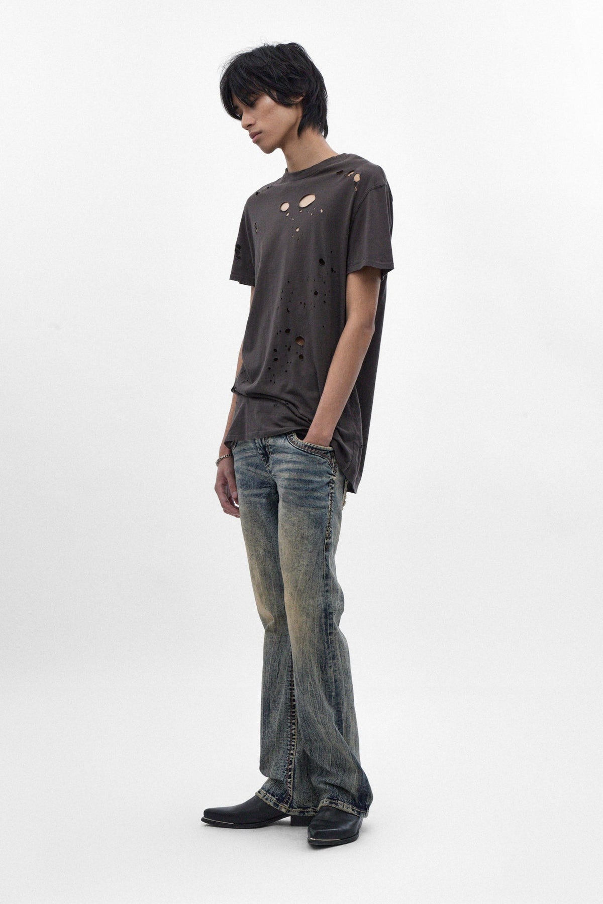 Alistair Slim Bootcut Jeans in Acid Blue