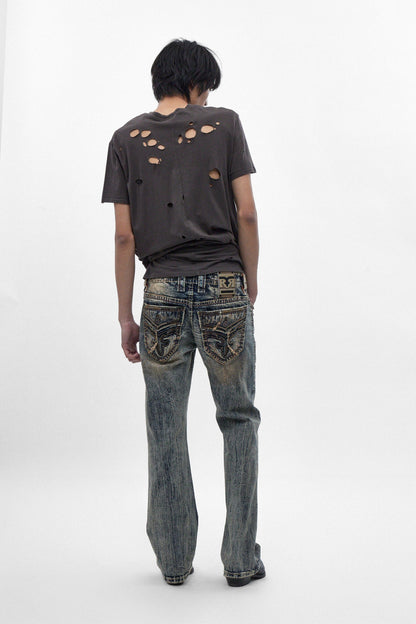 Alistair Slim Bootcut Jeans in Acid Blue