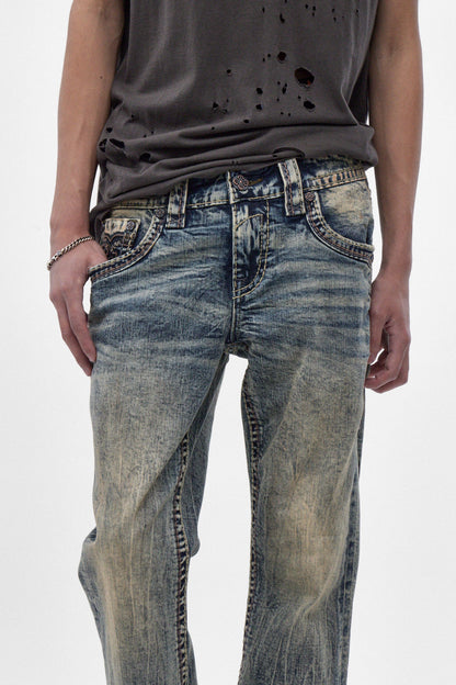 Alistair Slim Bootcut Jeans in Acid Blue