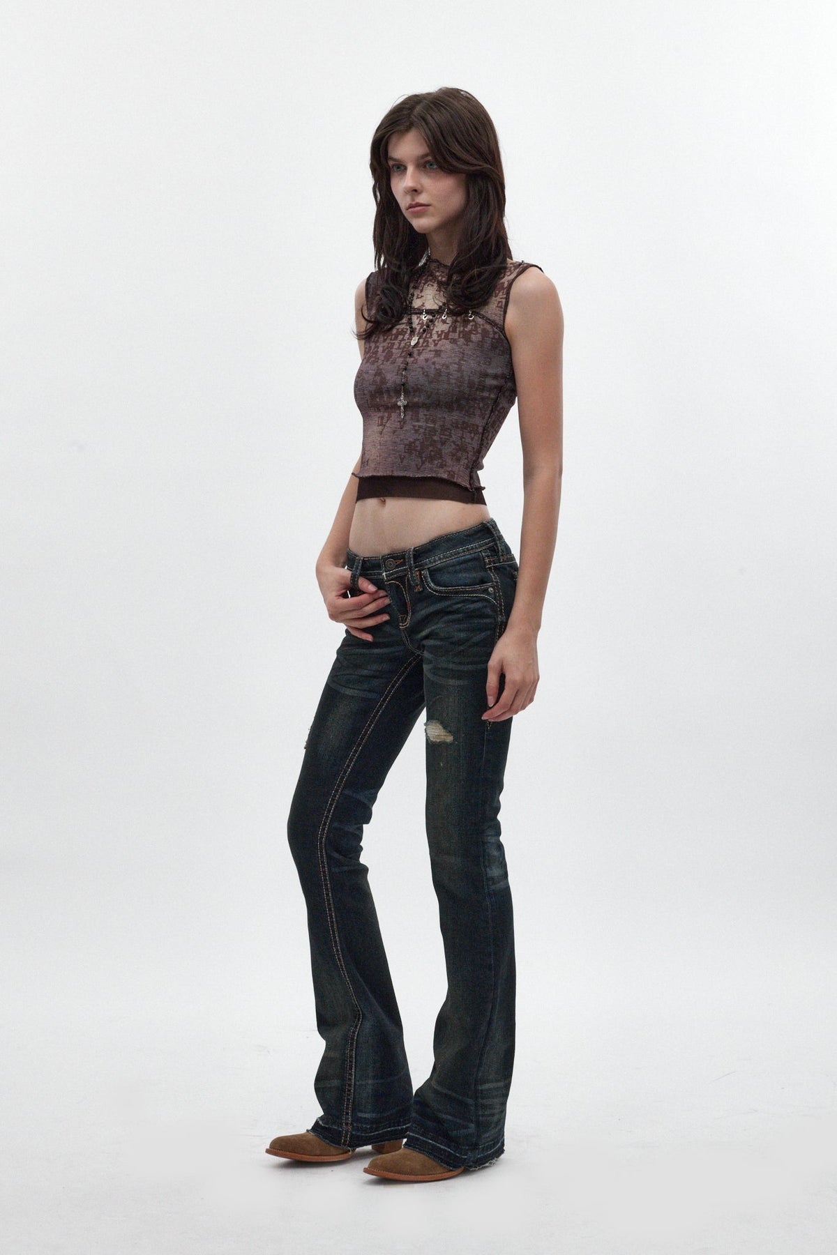 Alivia Low-Rise Flare Leg Jeans in Dark Blue