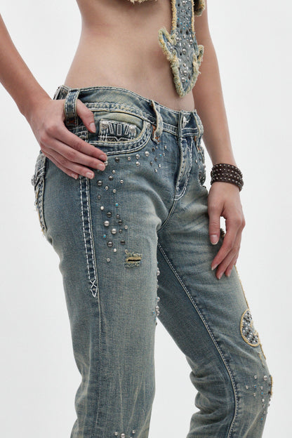 Rock Revival by Jaded London Embellished Bootcut Jeans