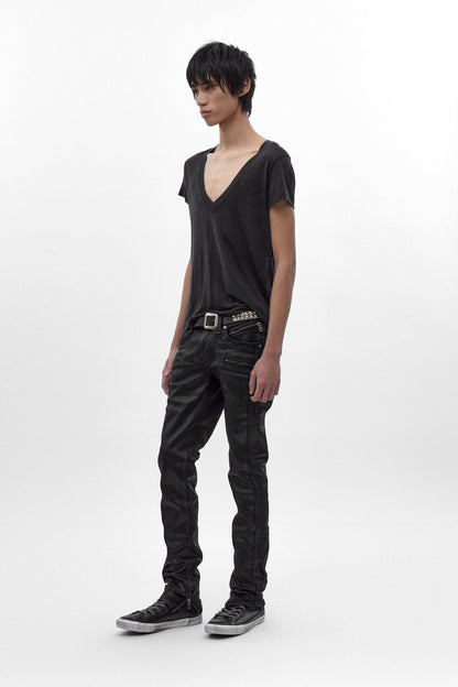 Camille Low-Rise Skinny in Black Coating