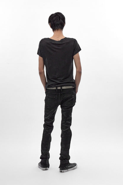Camille Low-Rise Skinny in Black Coating
