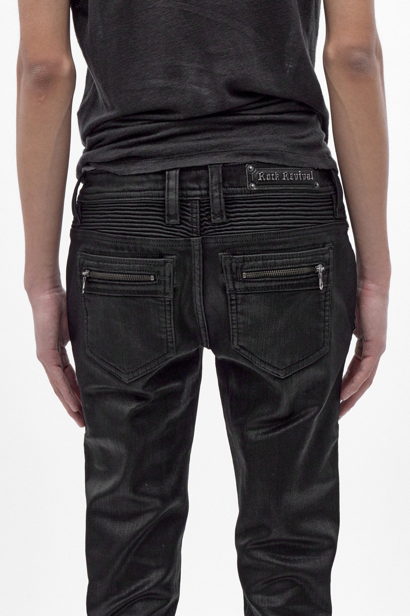 Camille Low-Rise Skinny in Black Coating