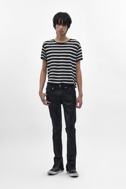 Charlie Slim Jeans in Black Coating on Black