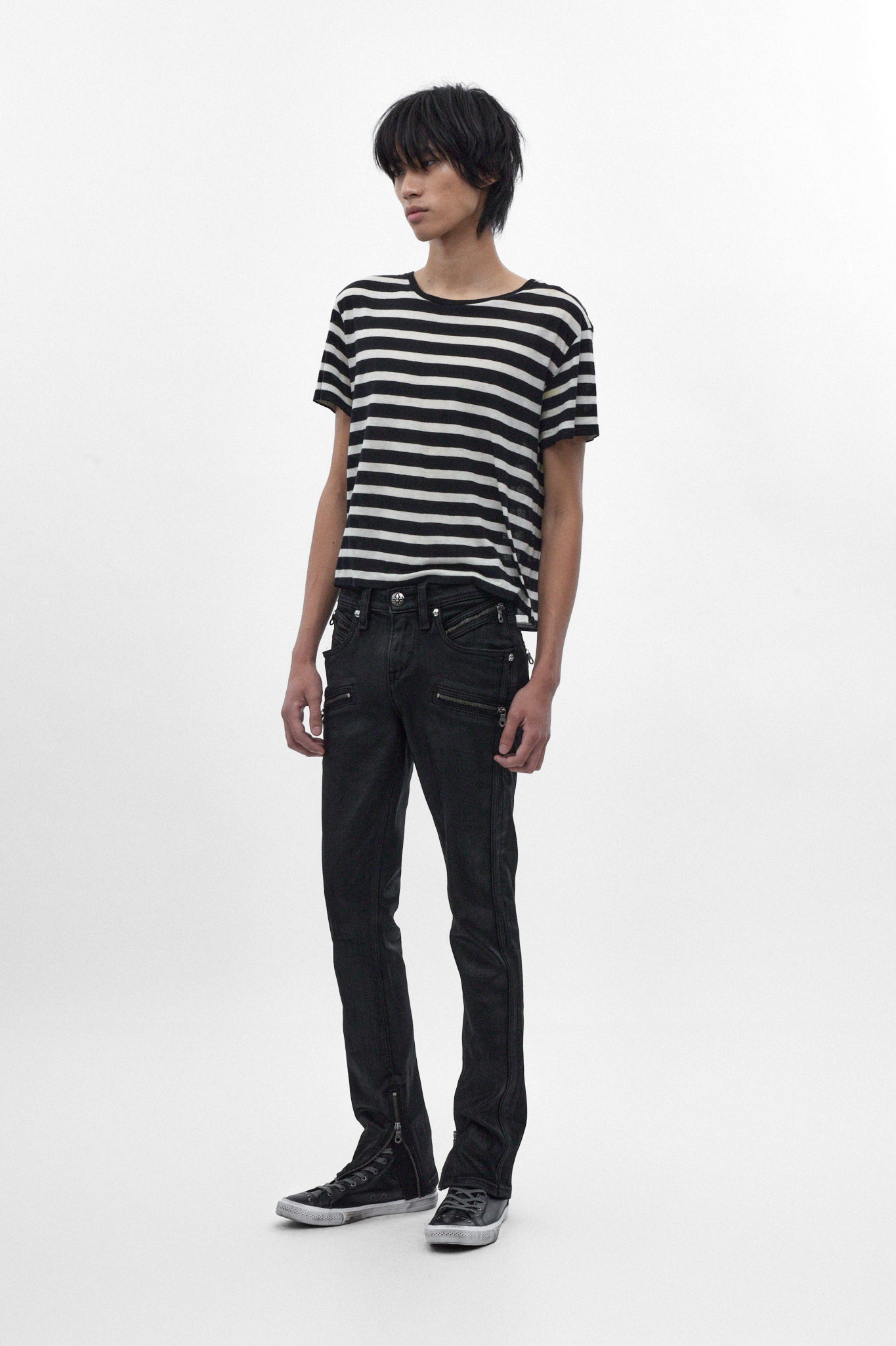 Charlie Slim Jeans in Black Coating on Black