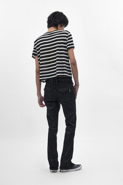 Charlie Slim Jeans in Black Coating on Black