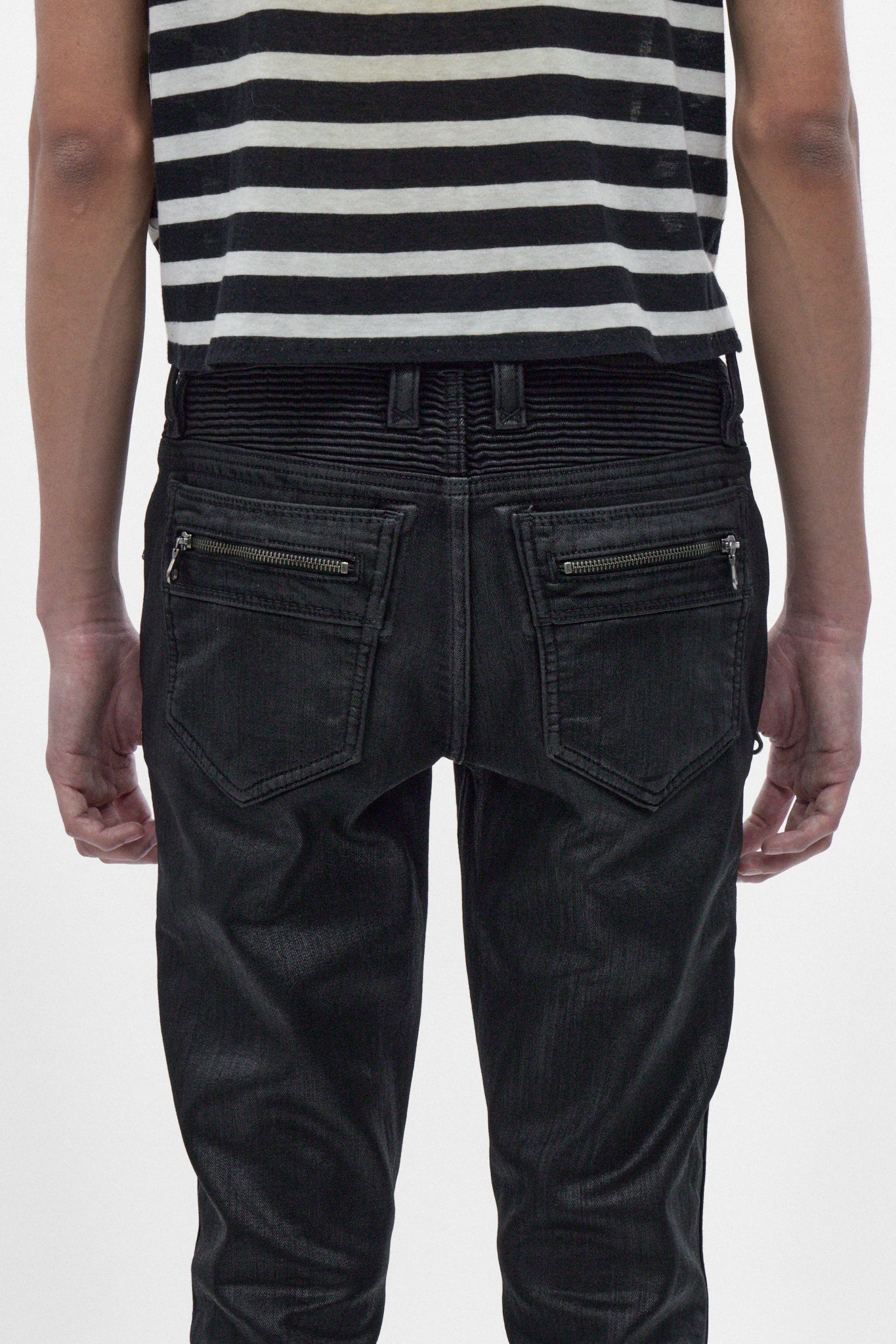Charlie Slim Jeans in Black Coating on Black