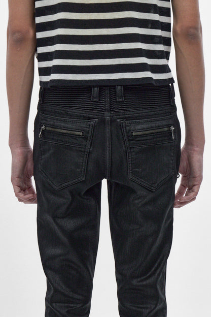 Charlie Slim Jeans in Black Coating on Black