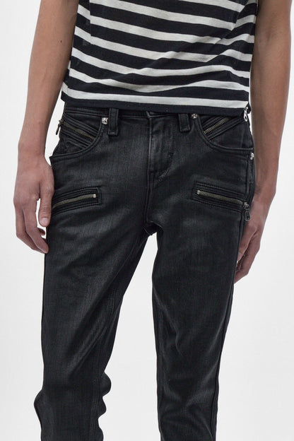 Charlie Slim Jeans in Black Coating on Black