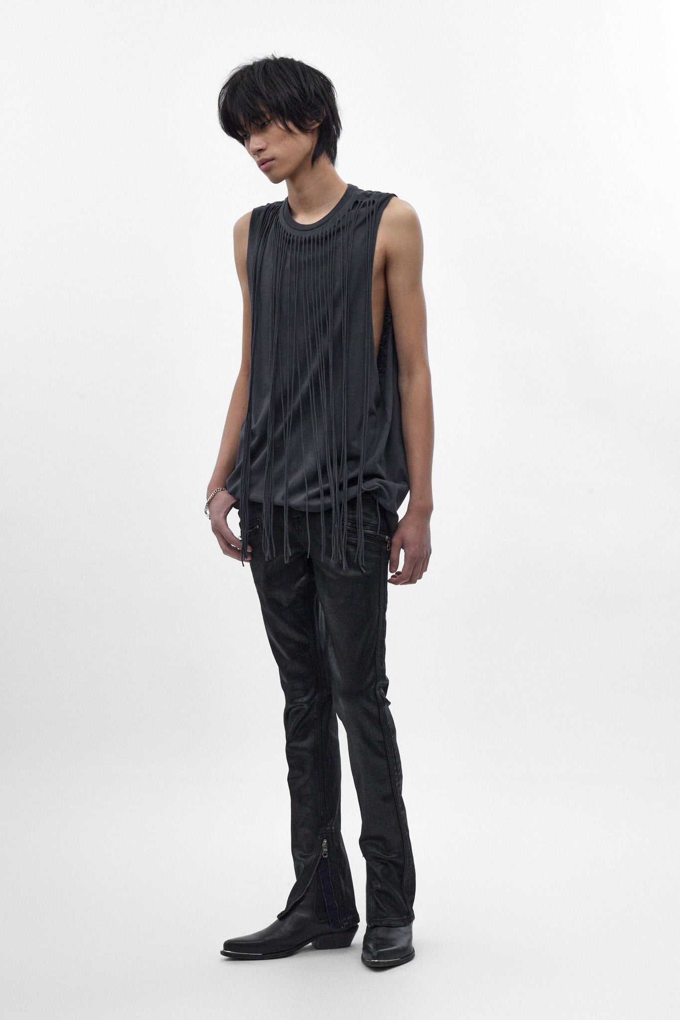 Charlie Slim Jeans in Black Coating on Denim