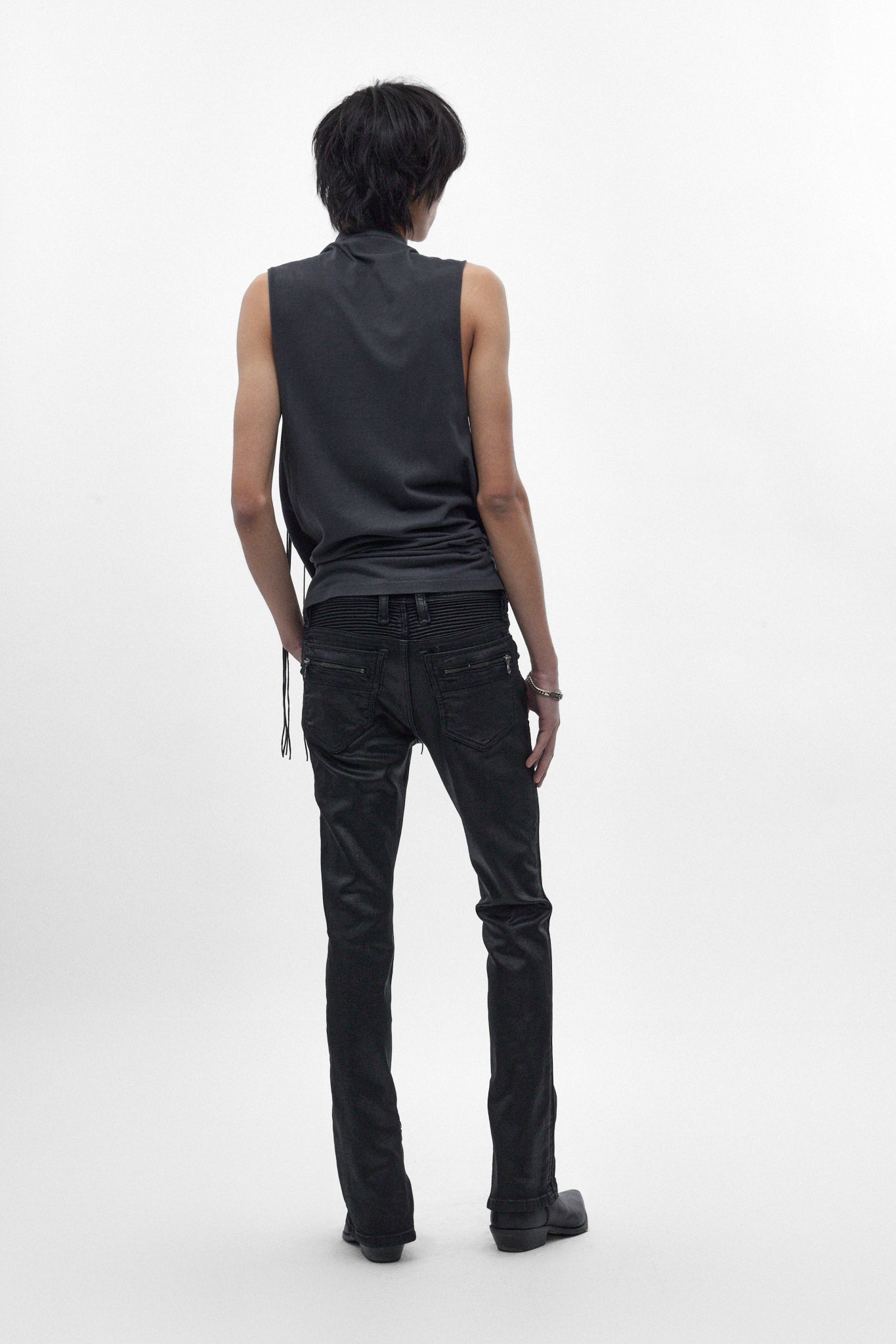 Charlie Slim Jeans in Black Coating on Denim