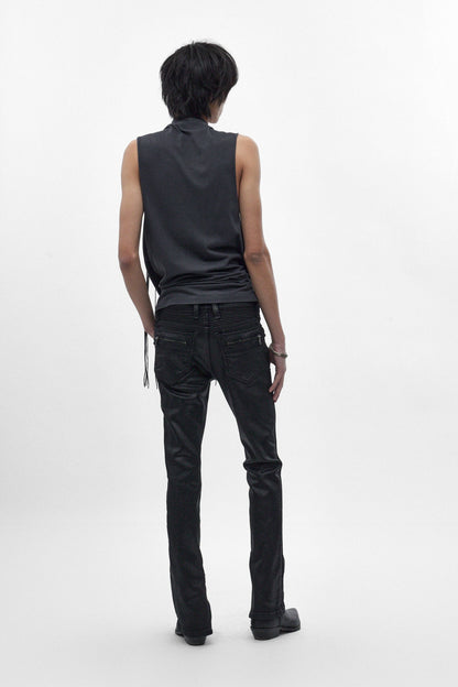 Charlie Slim Jeans in Black Coating on Denim