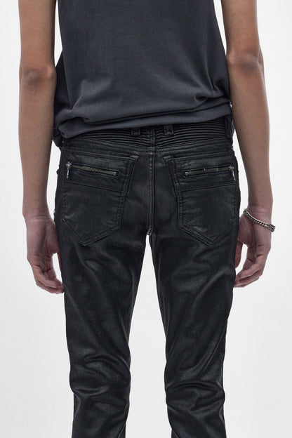 Charlie Slim Jeans in Black Coating on Denim