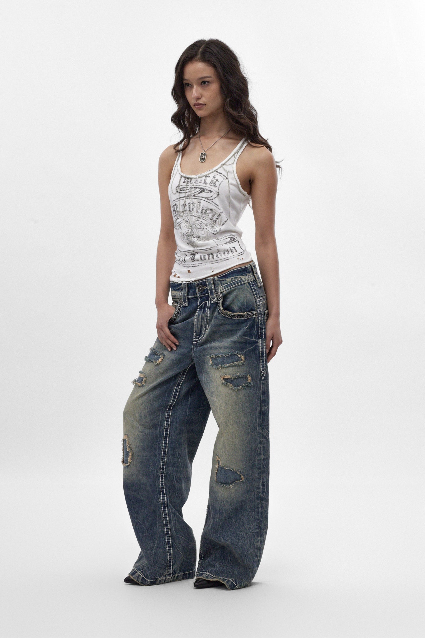 Colossus Jeans, By Jaded London in Medium Blue (W)