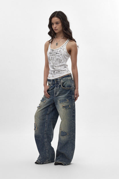 Colossus Jeans, By Jaded London in Medium Blue (W)