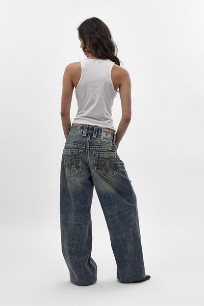 Colossus Jeans, By Jaded London in Medium Blue (W)