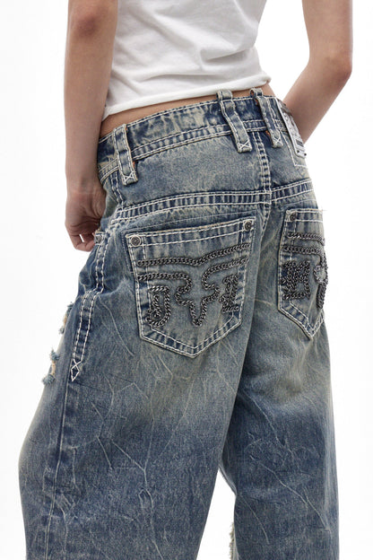 Colossus Jeans, By Jaded London in Medium Blue (W)