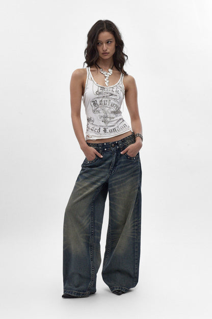 Rock Revival by Jaded London Chain Embroidered Vest Top (W)