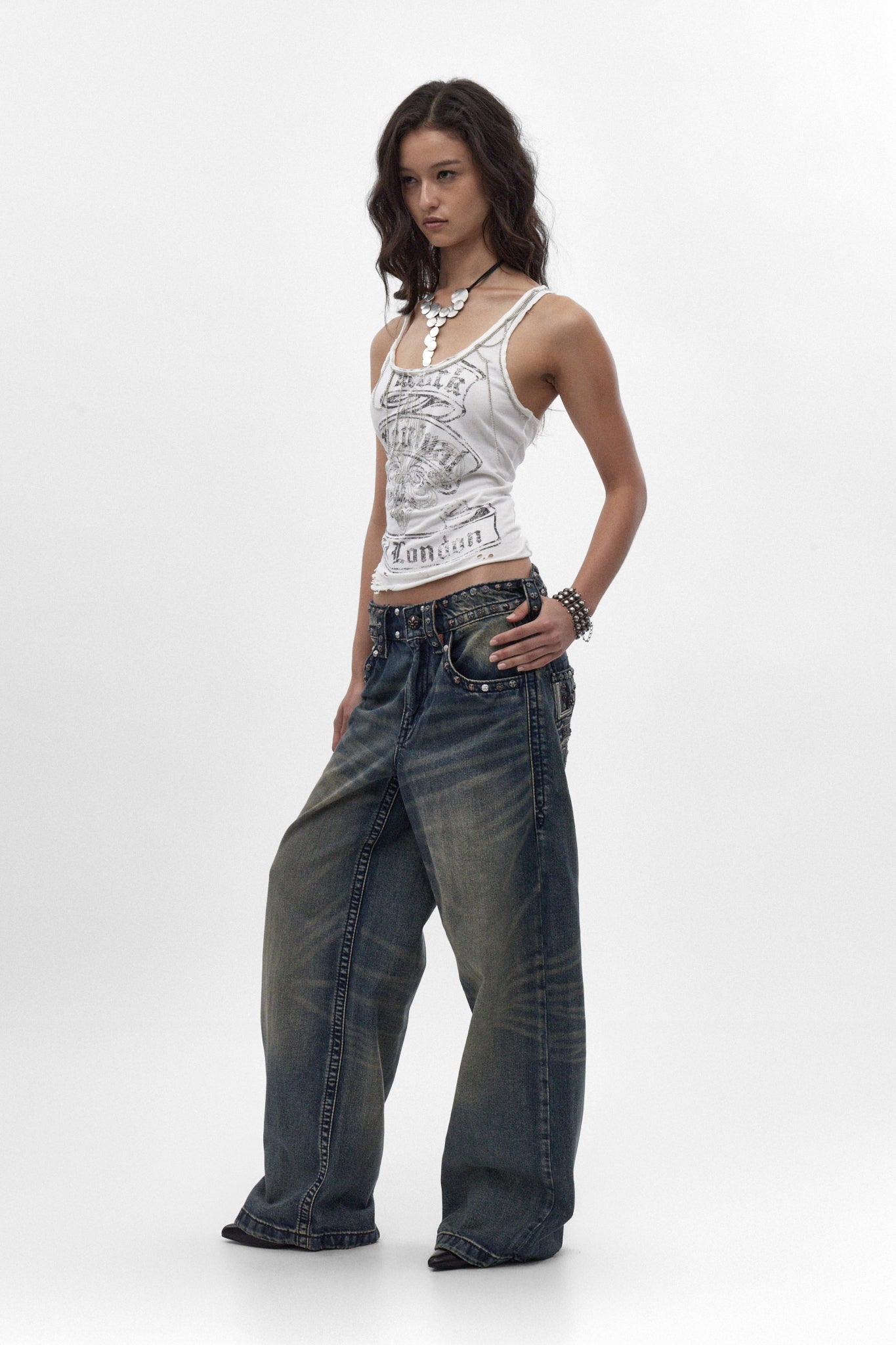 Rock Revival by Jaded London Chain Embroidered Vest Top (W)