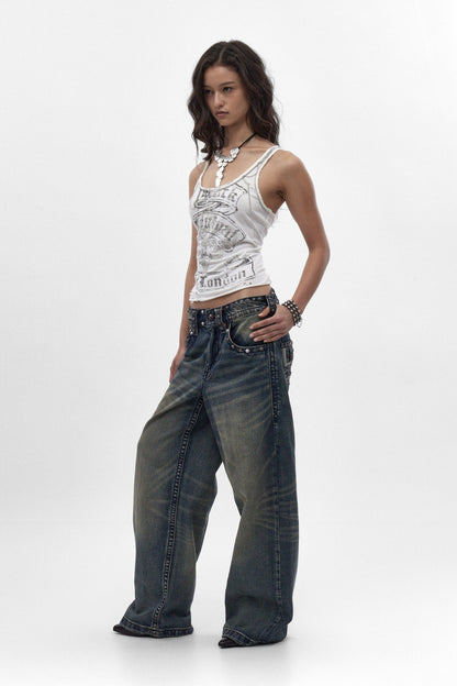 Rock Revival by Jaded London Chain Embroidered Vest Top (W)