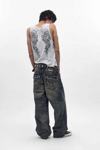 Colossus jeans, By Jaded London in Dark Blue (M)