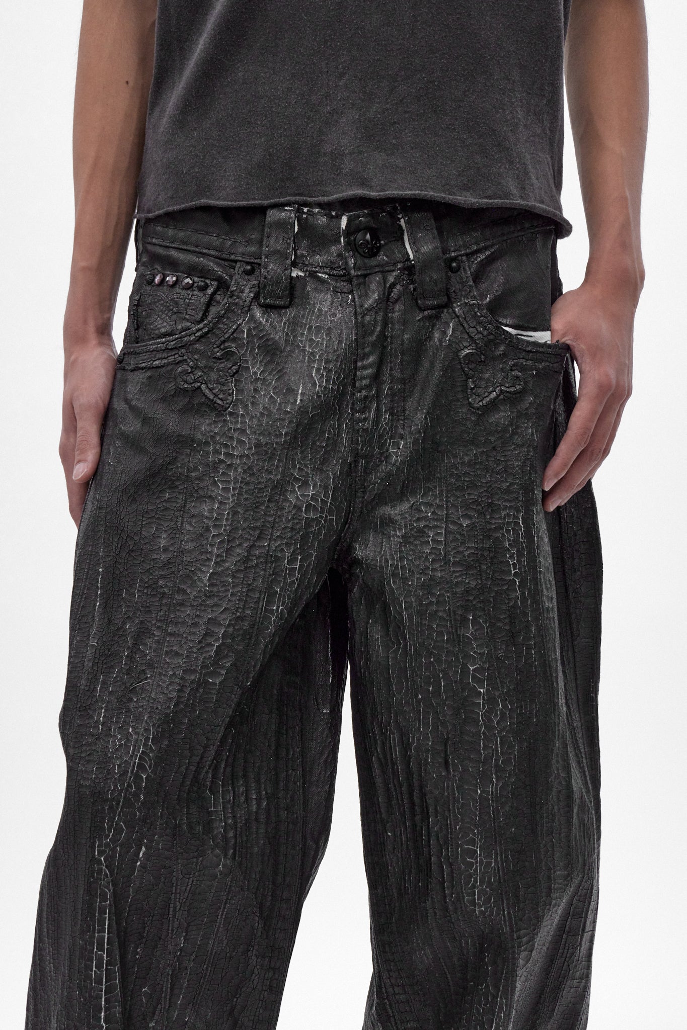 Colossus jeans, By Jaded London in Black Coating (M)