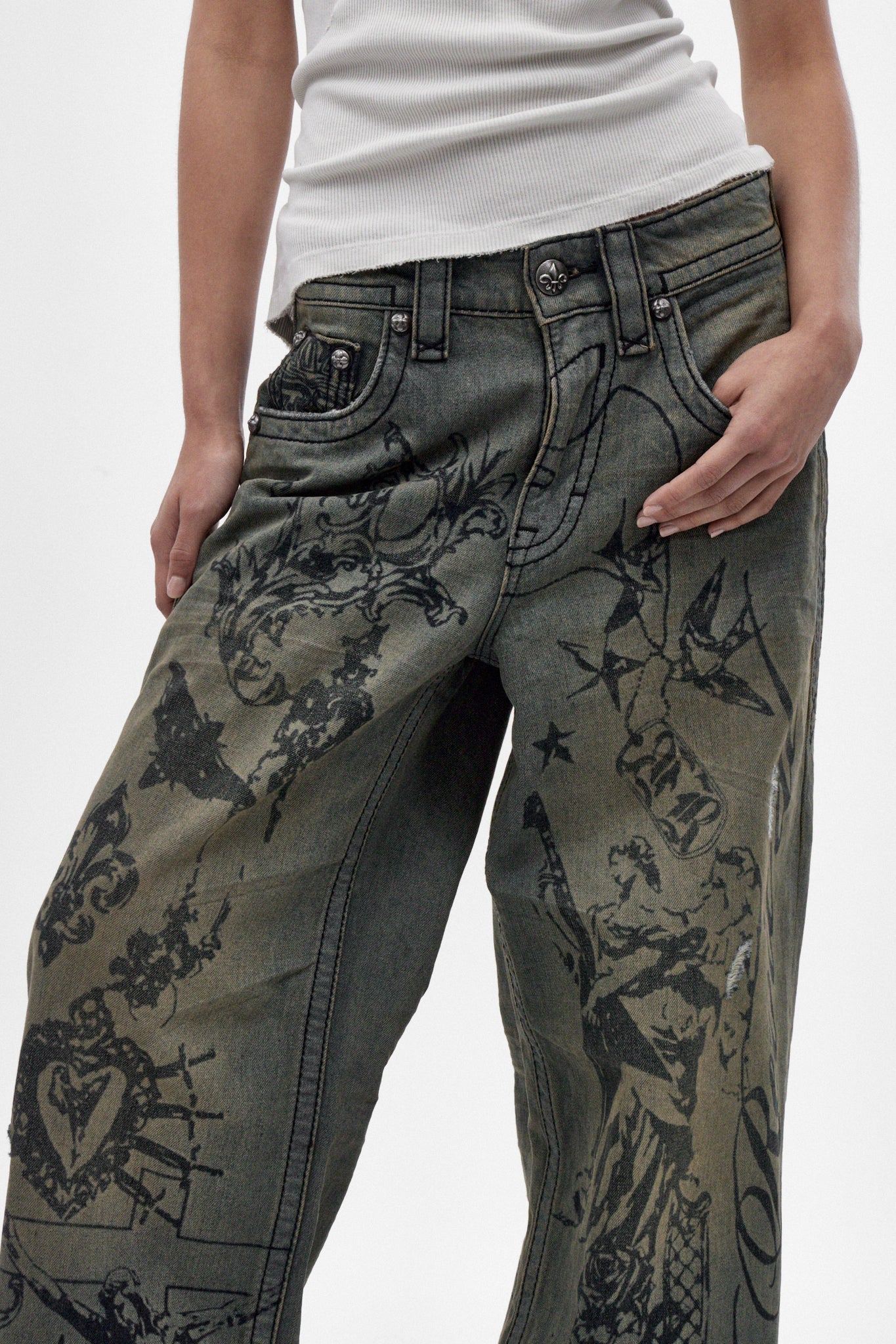 Rock Revival by Jaded London Colossus Jeans in Vintage Blue (W)