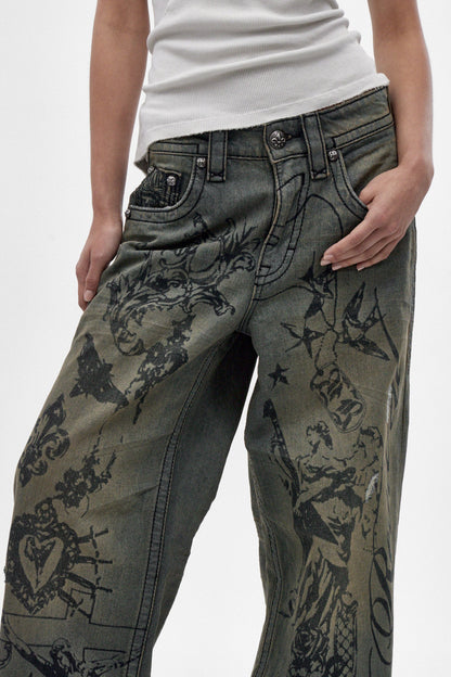Rock Revival by Jaded London Colossus Jeans in Vintage Blue (W)