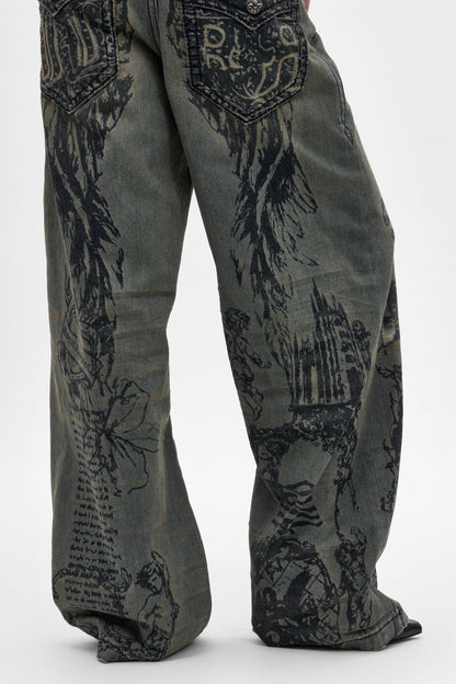 Rock Revival by Jaded London Colossus Jeans in Vintage Blue (W)