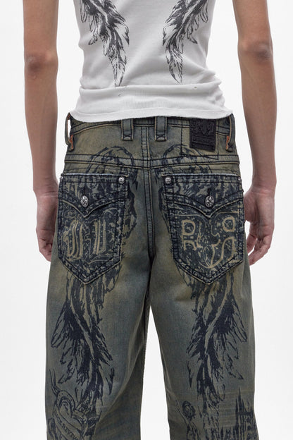 Rock Revival by Jaded London Colossus Jeans in Vintage Blue (M)