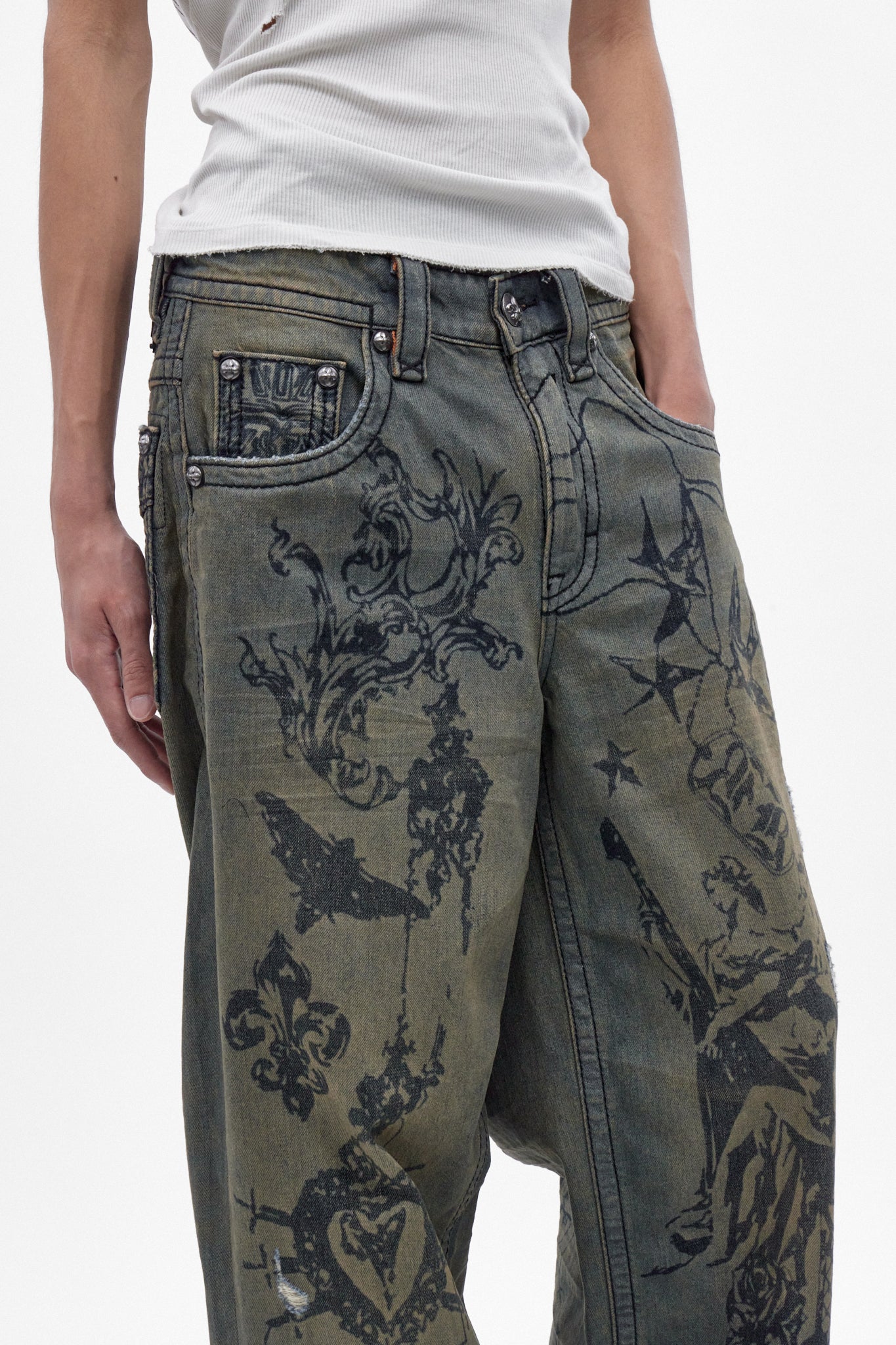 Rock Revival by Jaded London Colossus Jeans in Vintage Blue (M)