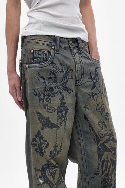 Rock Revival by Jaded London Colossus Jeans in Vintage Blue (M)