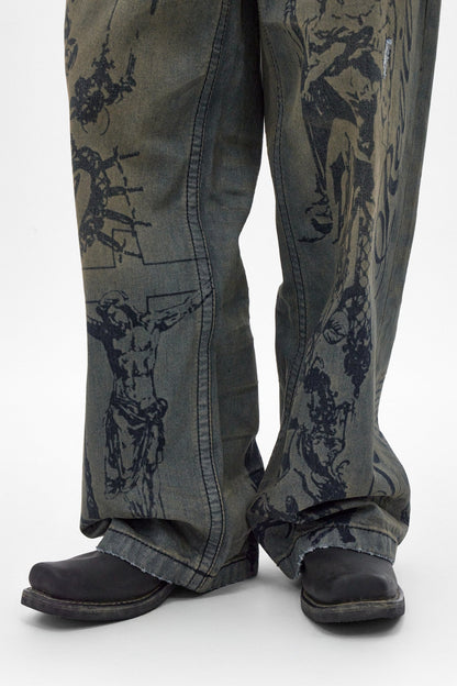 Rock Revival by Jaded London Colossus Jeans in Vintage Blue (M)