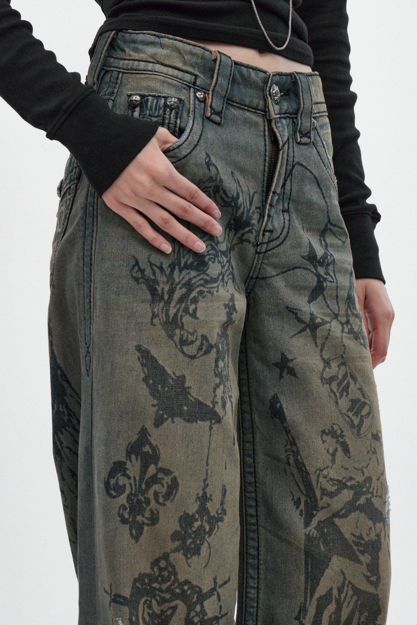 Rock Revival by Jaded London Colossus Jeans in Vintage Blue (W)