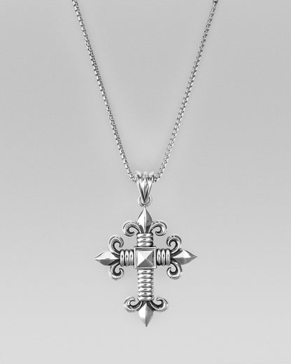Fleur De Lis Cross Pendant Necklace
