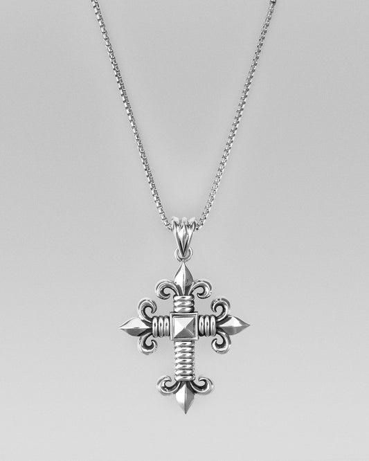 Fleur De Lis Cross Pendant Necklace