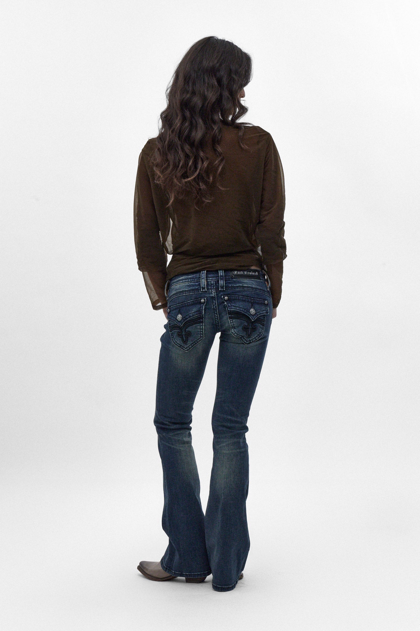 Gwen Super Low-Rise Bootcut Jeans in Dark Wash