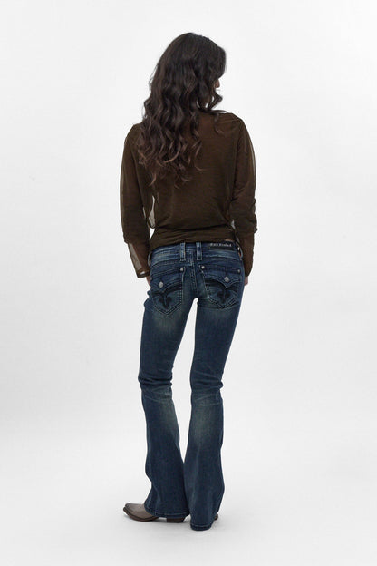 Gwen Super Low-Rise Bootcut Jeans in Dark Wash